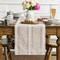 Brown Rustic Cotton Linen Table Runner – Seasonal Embroidered Hollow Design, Kitchen & Dining Table Decoration for Home Party, 13x72 Inch